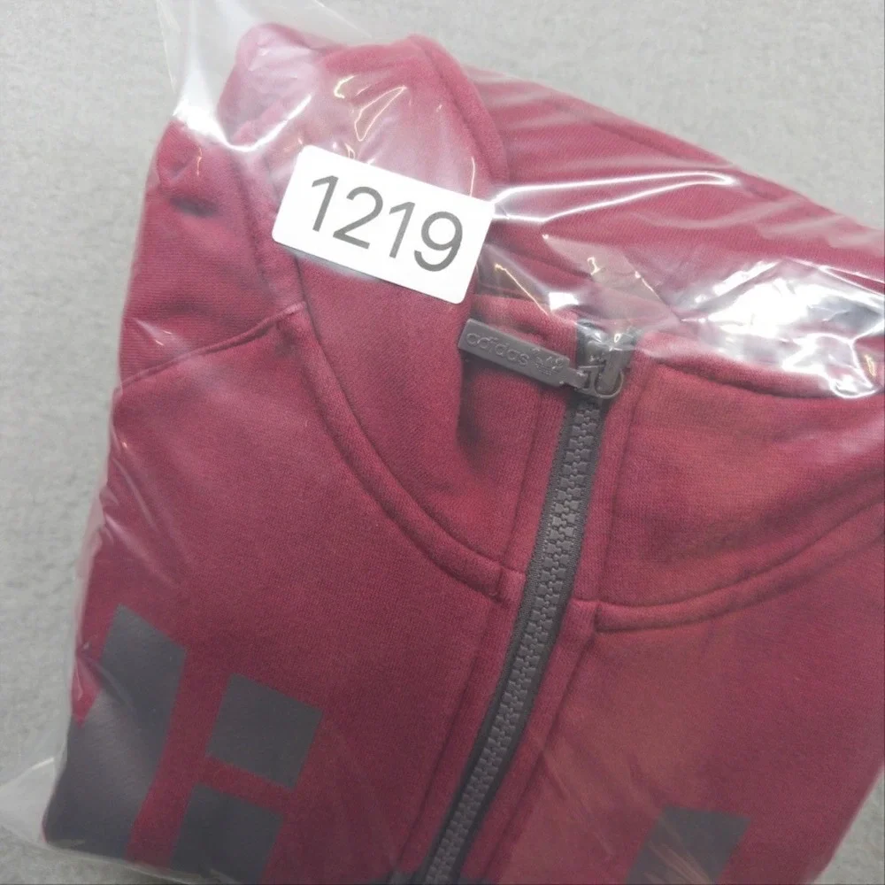 Adidas Big Spellout Trefoil Track Jacket Mens M Maroon Silver Full Zip Z25719